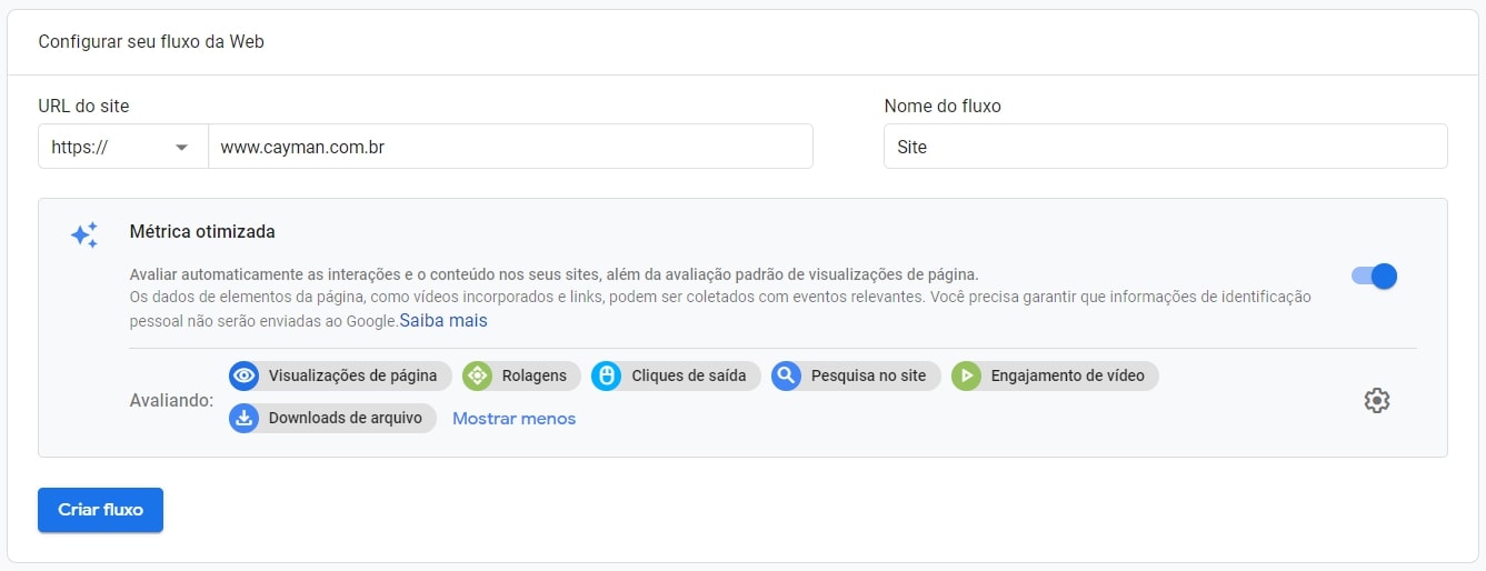 métricas otimizadas google analytics 4